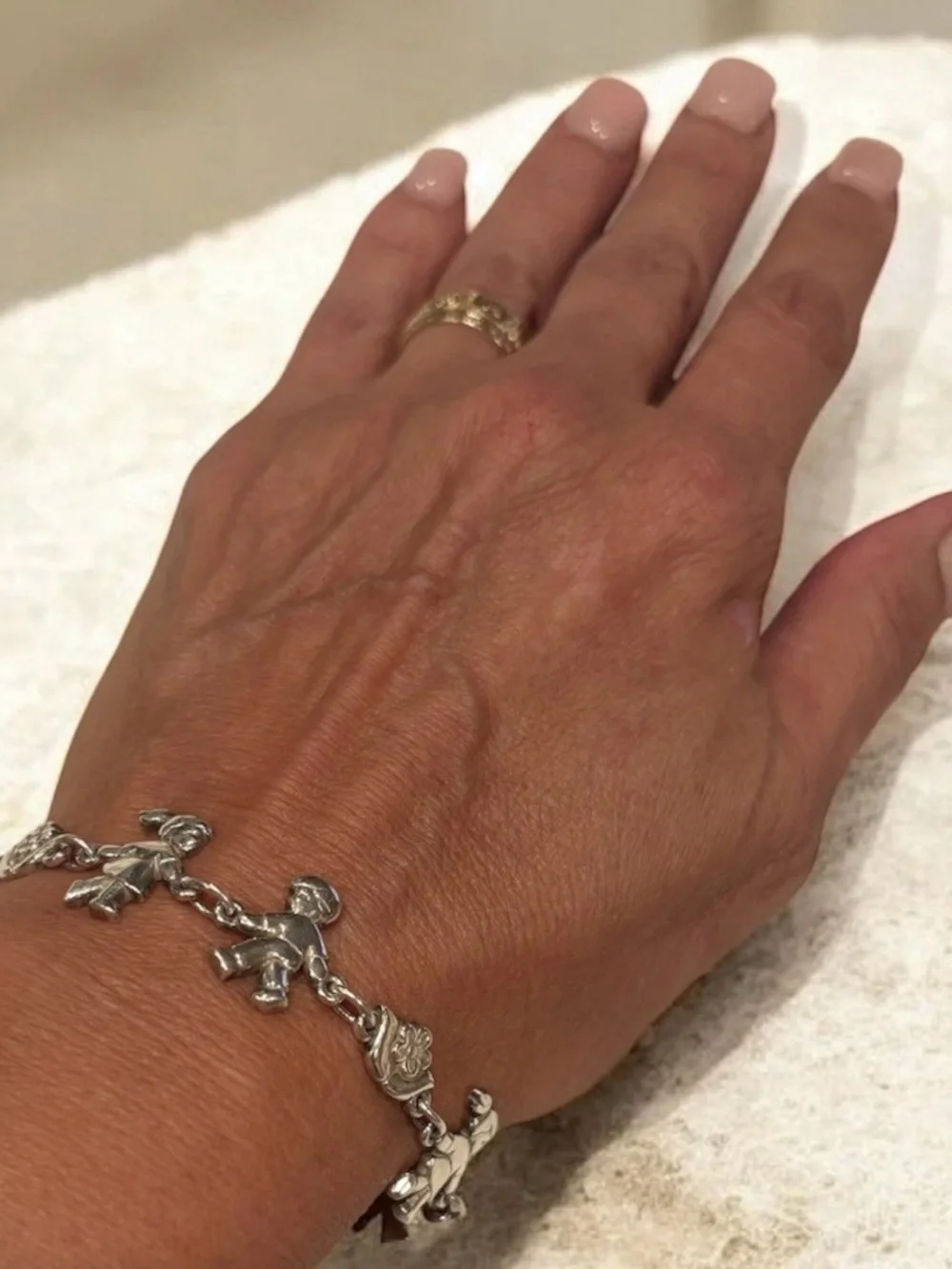 JAMES AVERY Retired Children and Flowers Link Charm Bracelet Fine Sterling Y13R